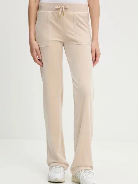 Juicy Couture pantaloni de trening din velur DEL RAY POCKETED PANT uni bej