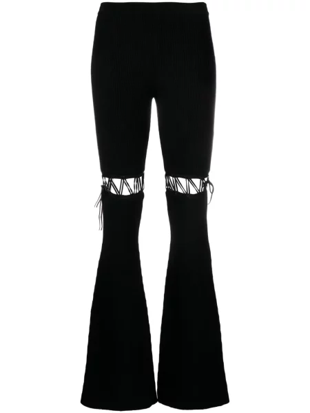 Pantaloni Nensi Dojaka cu șireturi din dantelă negru