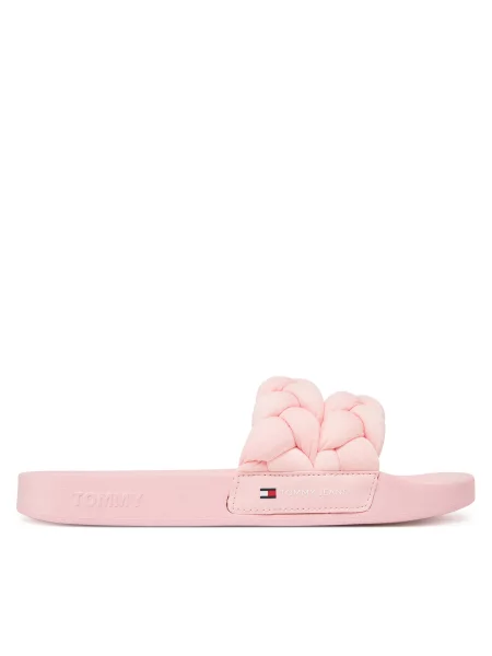 Шльопанці Tommy Jeans Braided Slide delicate pink рожеві
