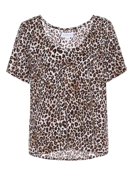 Bluză Velvet de catifea cu imagine cu model leopard maro