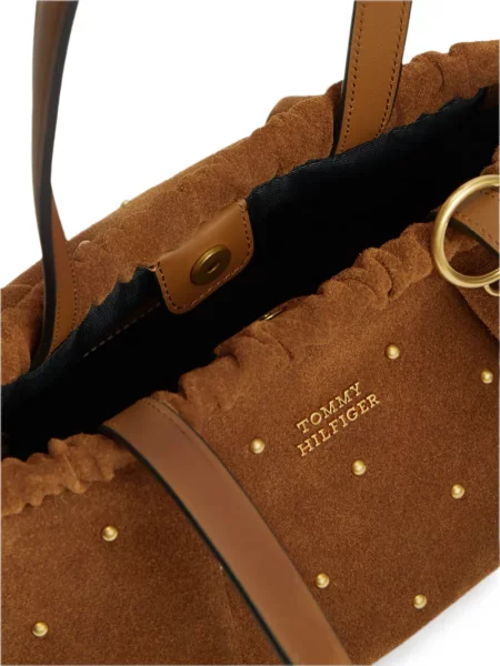 Geantă shopper Tommy Hilfiger cu volane maro