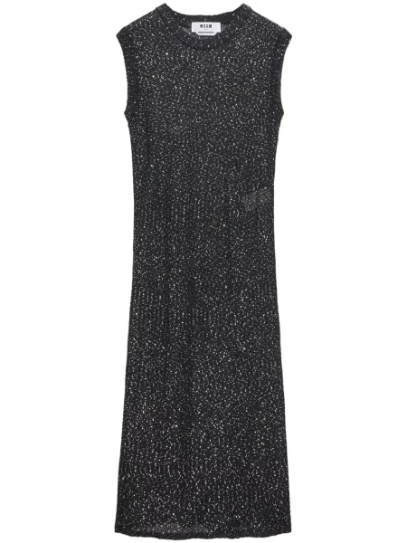 Rochie midi Msgm cu paiete transparente până la genunchi negru