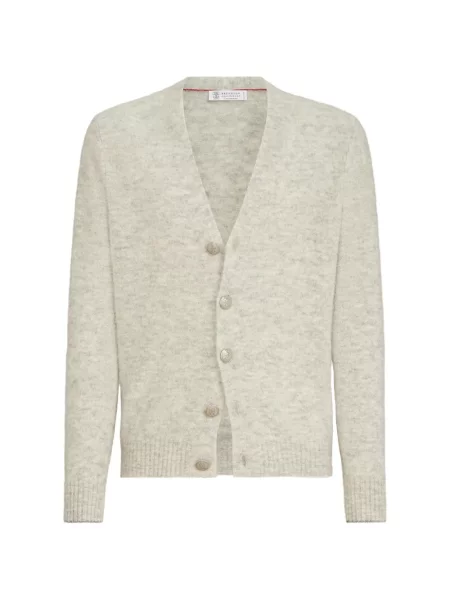 Cardigan Brunello Cucinelli de lână gri