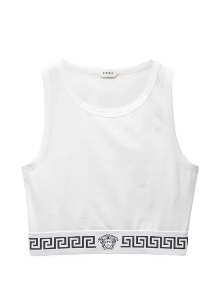 Decupat top Versace din jerseu alb