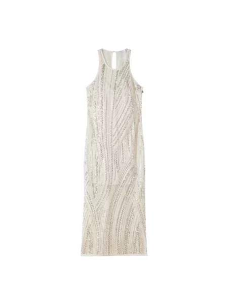 Haftowana sukienka midi Patrizia Pepe beżowa