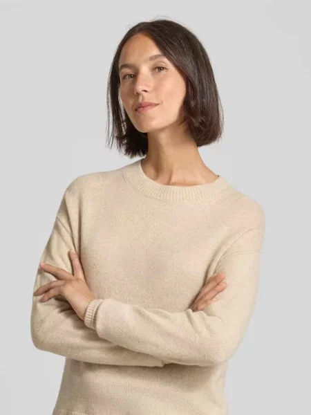 Sweter wełniany z okrągłym dekoltem Christian Berg Woman beżowy