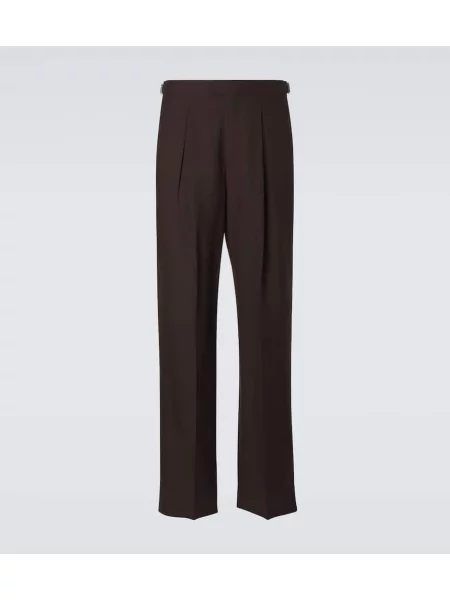 Vlněné plisované široké kalhoty Umit Benan hnědé