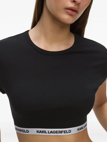 Decupat top Karl Lagerfeld cu autograf negru