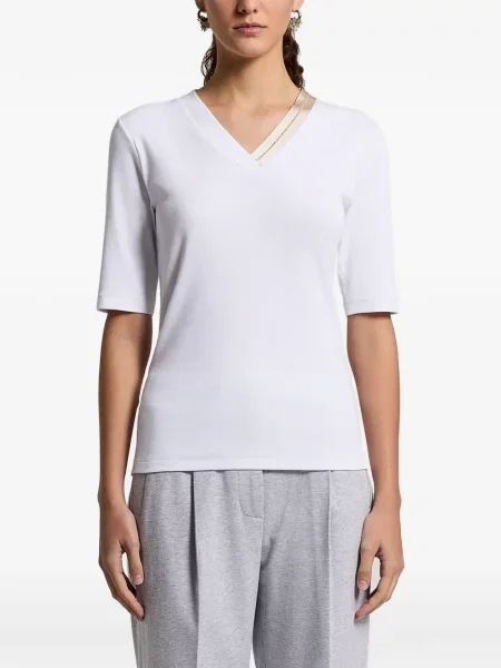 Tricou Peserico cu decolteu în V alb