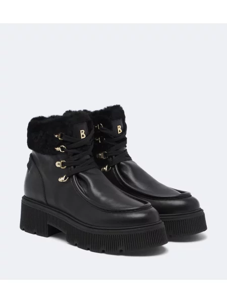 Botine Bogner cu șireturi din piele negru