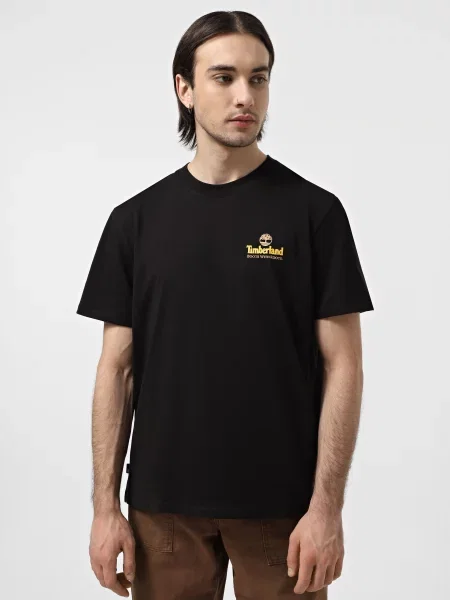 Графический футболка Timberland с автографом черная