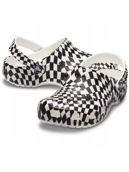 Chodaki Dla Dzieci Crocs Classic Warped Checker Clog Kids. białe