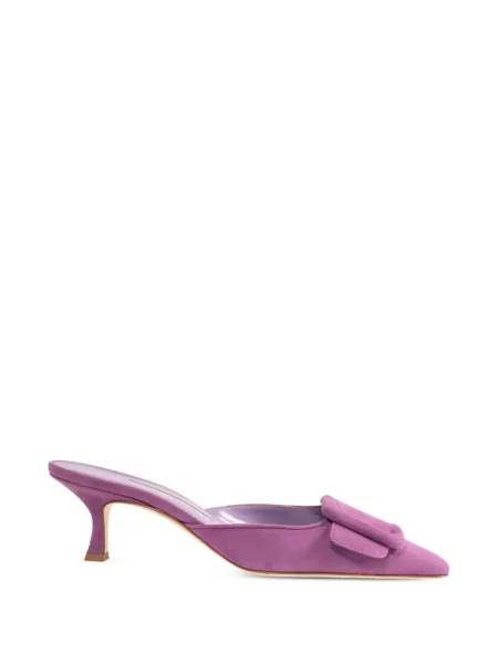 Papuci tip mules Manolo Blahnik cu cataramă violet