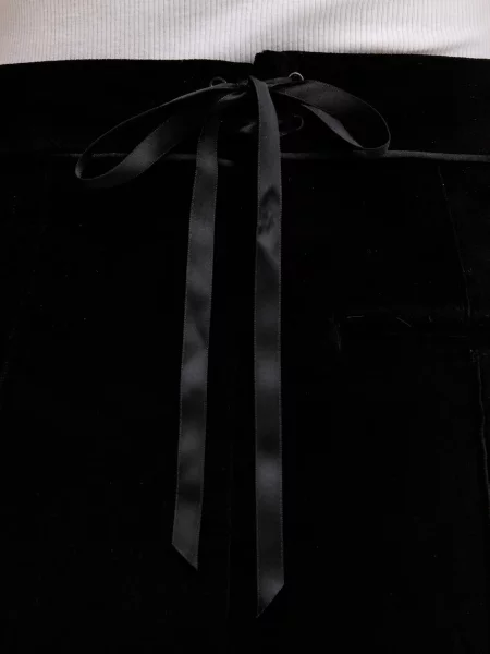 Спортивні велюрові штани adidas Originals Velvet широкі висока посадка чорний