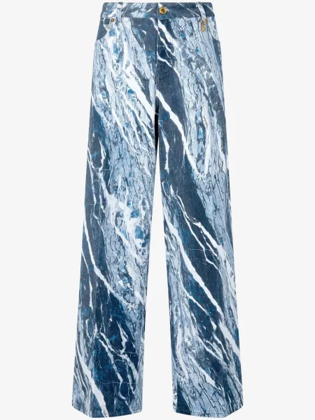 Blugi cu picior larg Roberto Cavalli cu imagine albastru