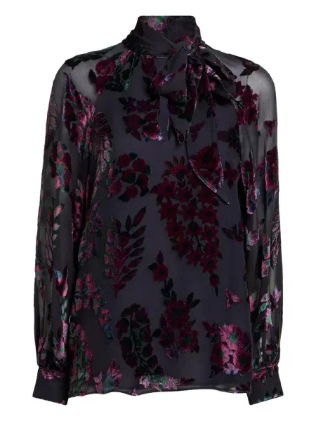 Bluză Etro de catifea cu model floral cu imagine albastru
