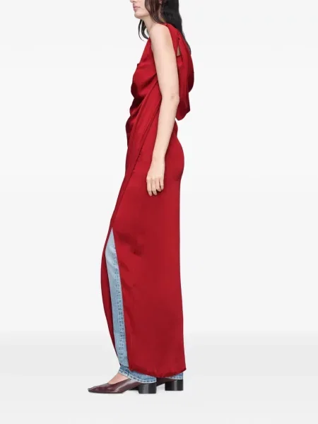 Rochie maxi Maison Margiela din satin drapată roșu