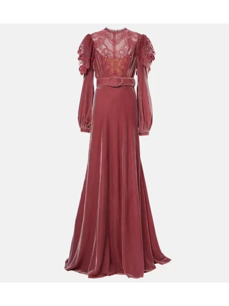 Rochie Costarellos de catifea roz