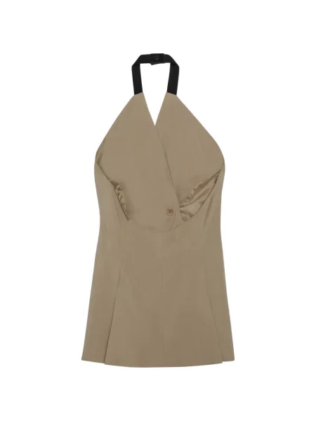 Top Max Mara cu două rânduri de nasturi cu gât halter
