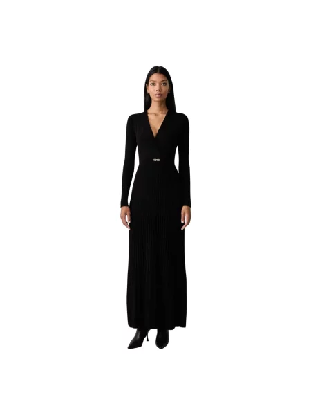 Sukienka maxi Twinset kopertowa czarna