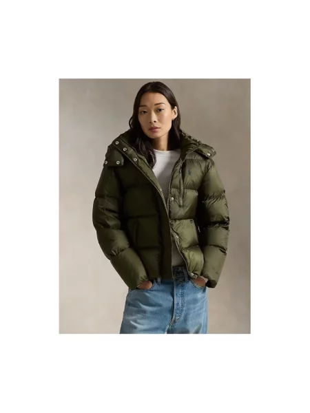 Kurtka puchowa z krytym zamkiem błyskawicznym i wpuszczanymi Polo Ralph Lauren zielona