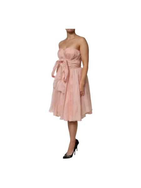 Sukienka midi Dolce And Gabbana szyfonowa różowa