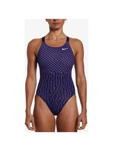 Jednoczęściowy strój kąpielowy Nike Swim Fast Back liliowy 22 czarny