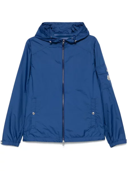 Geacă Moncler cu glugă albastru