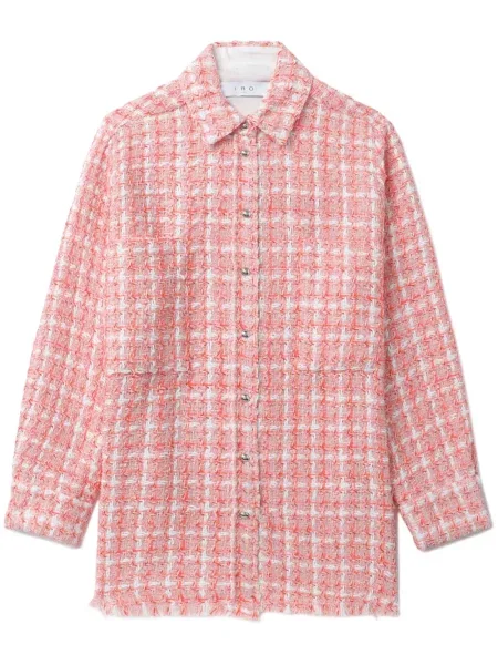 Cămașă Iro în carouri din tweed roz