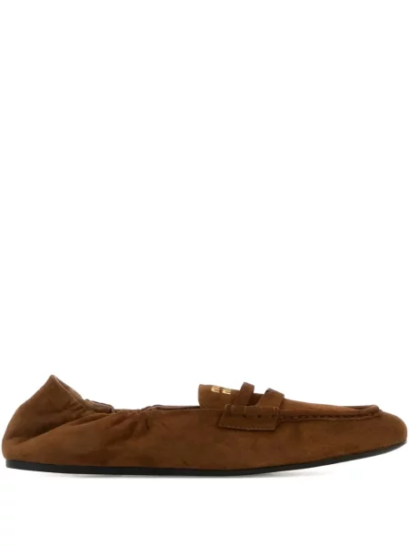 Pantofi loafer Miu Miu din piele de căprioară maro