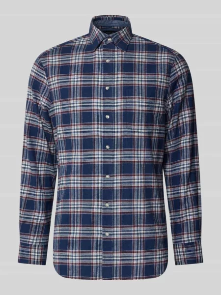 Koszula casualowa o kroju slim fit z kołnierzykiem typu kent Christian Berg Men niebieska