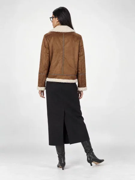 Geacă Lauren Ralph Lauren cu blană maro