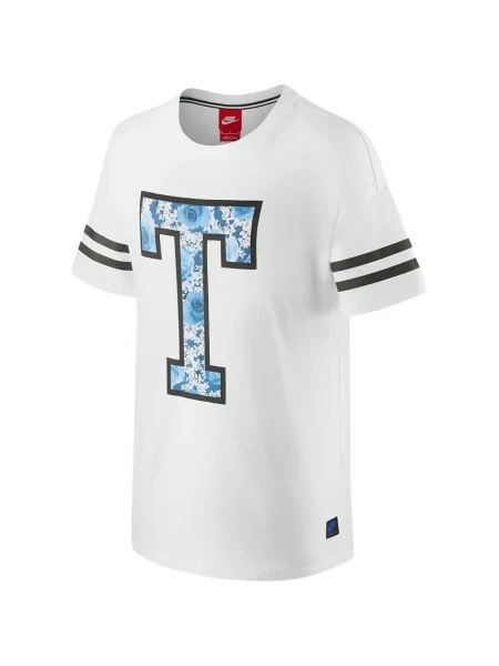 Lung tricou Nike cu model floral din jerseu gri