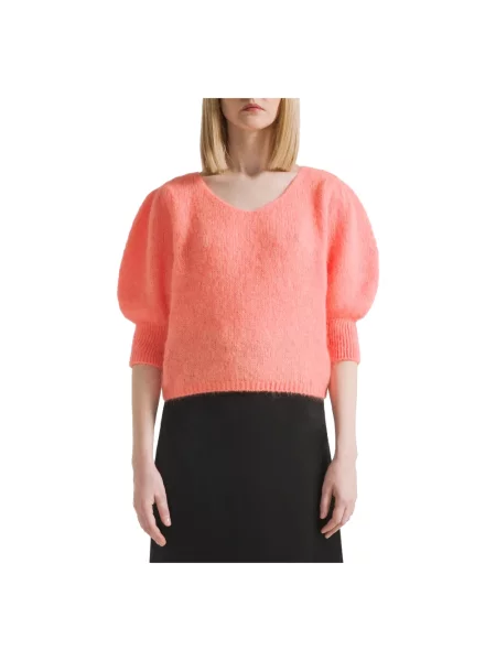 Sweter American Dreams wełniany pomarańczowy