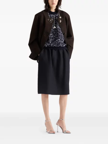 Fustă midi Prada cu funde până la genunchi albastru