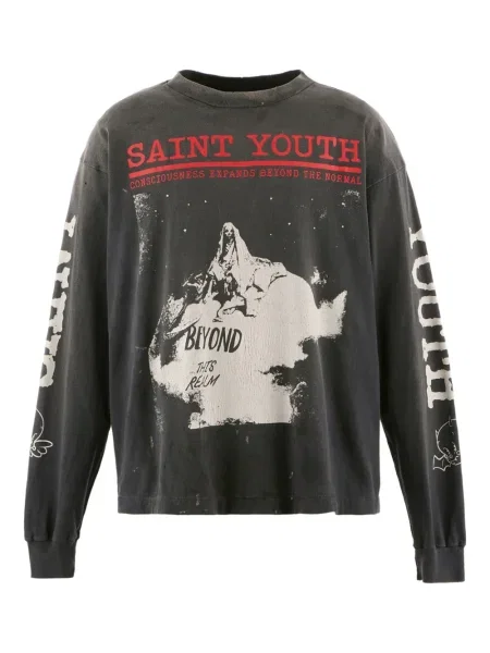 Tricou Saint Mxxxxxx cu imagine lung negru