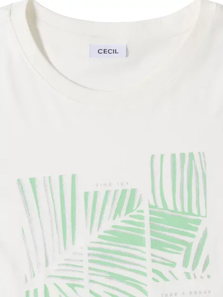 CECIL Tričko svetlozelená / strieborná biela