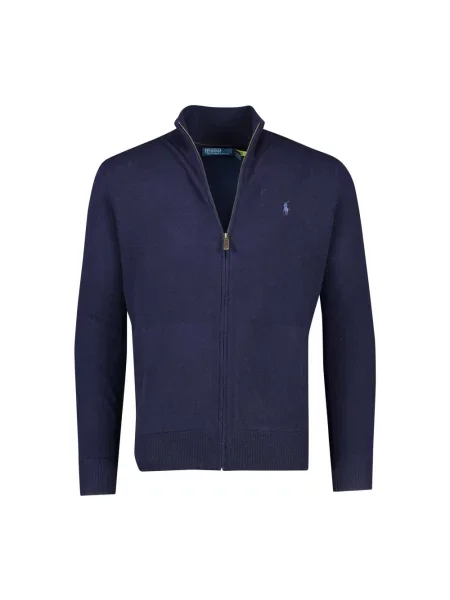 Kardigan Polo Ralph Lauren wełniany ze stójką granatowy