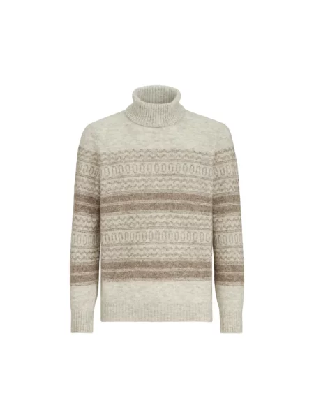 Sweter z golfem Brunello Cucinelli wełniany beżowy