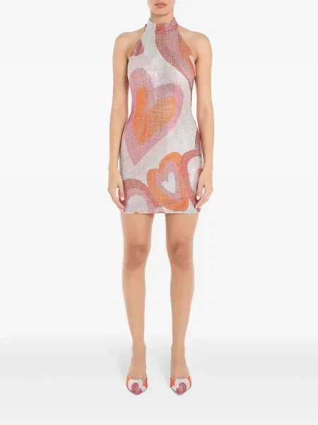 Rochie Celia Kritharioti cu imagine cu motiv cu inimi roșu