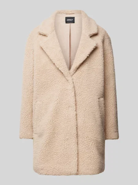 Płaszcz z futerka o kroju relaxed fit z kołnierzem z połami model ‘NEWAURELIA’ Only