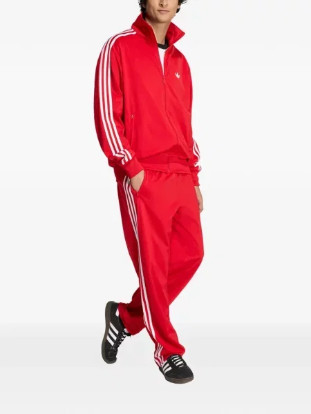 Geacă Adidas cu dungi alergare roșu
