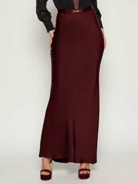 Elisabetta Franchi De satin fustă bordo