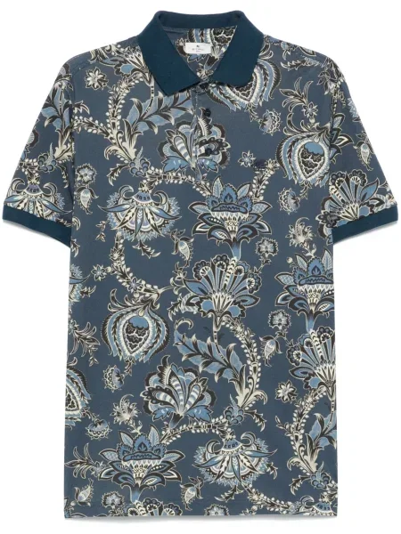 Поло тениска Etro с пейсли десен синьо