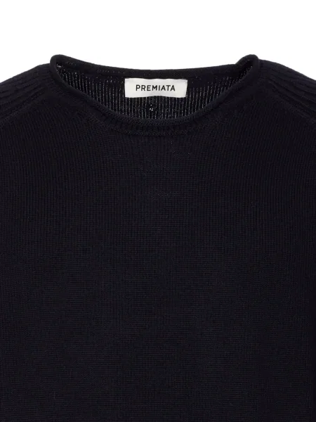 Pulover Premiata cu broderie cu decolteu rotund albastru