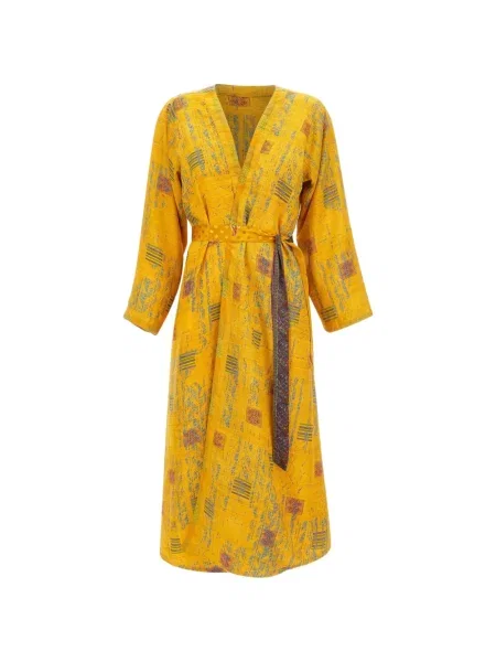 Sukienka Picus Viridis w abstrakcyjne wzory żółta