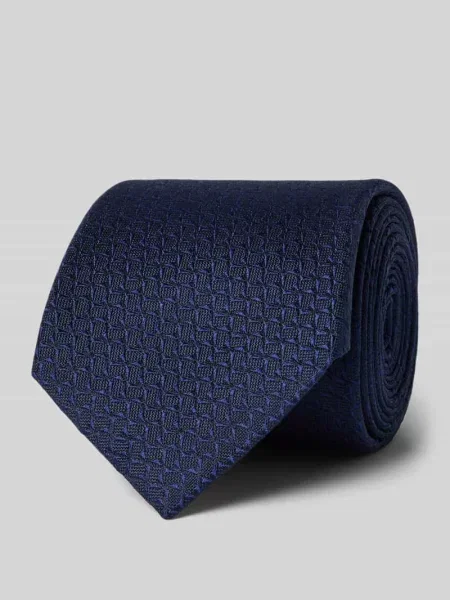 Krawat z jedwabiu z fakturowanym wzorem 8 cm Joop! Collection granatowy