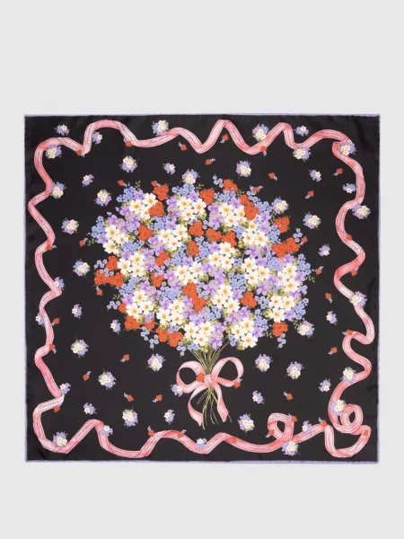 Хустка із шовку в квітковий принт Dolce&gabbana чорна