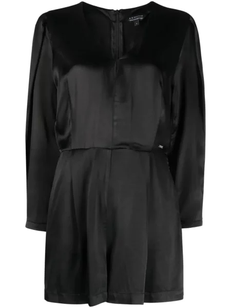 Salopetă Armani Exchange din satin negru