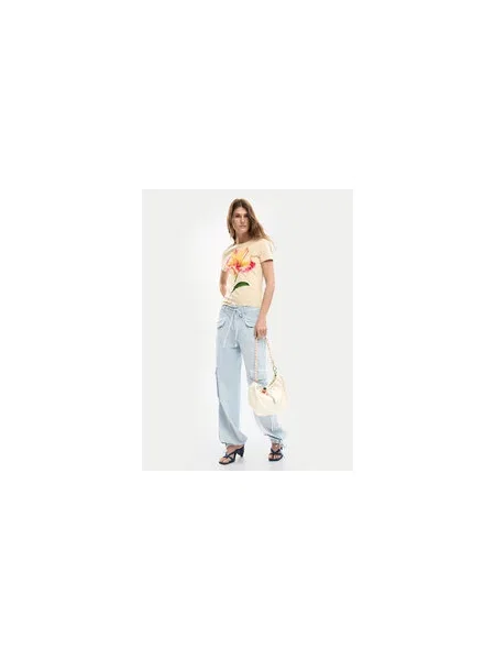 Desigual T-shirt Estocolmo Bež Regular Fit bijela